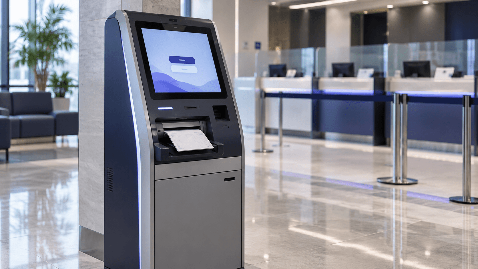 Concept visualization of a freestanding passbook printing kiosk