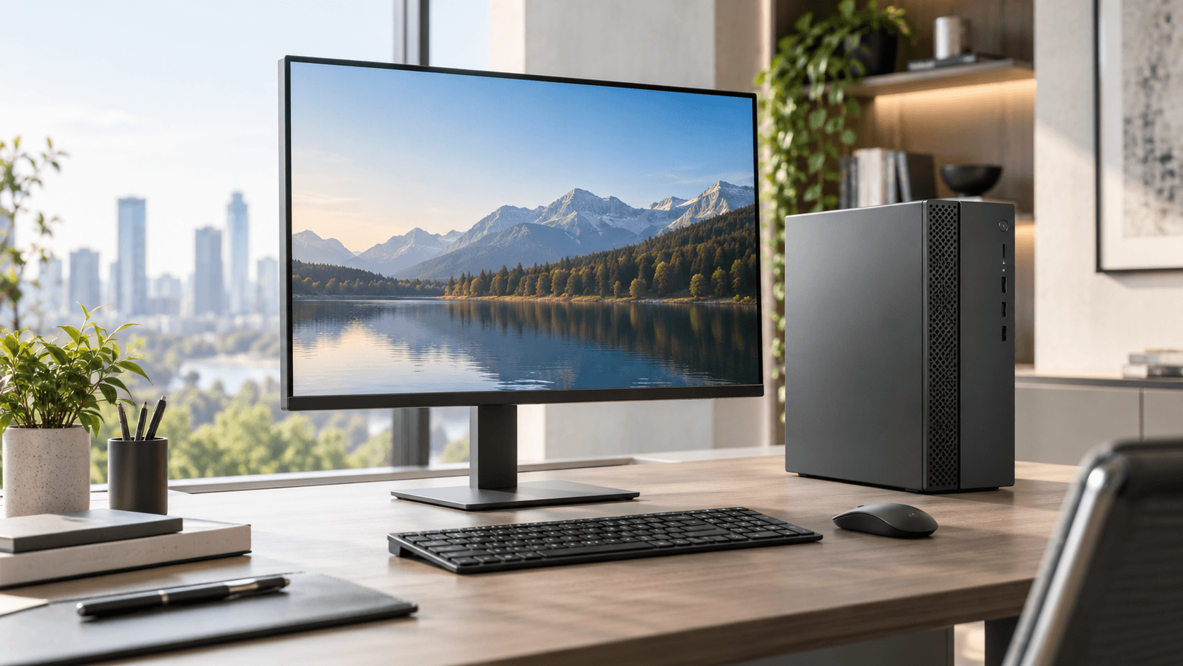 Representative category image of desktop computing equipment and a monitor